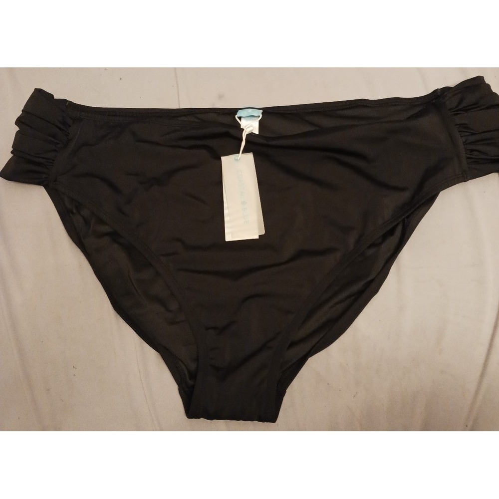 NEW Coastal Blue Women's Plus Size Solid Black Swim Bikini Bottoms, Size‎ 3X